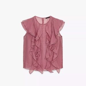 Zara Mauve Ruffle Blouse